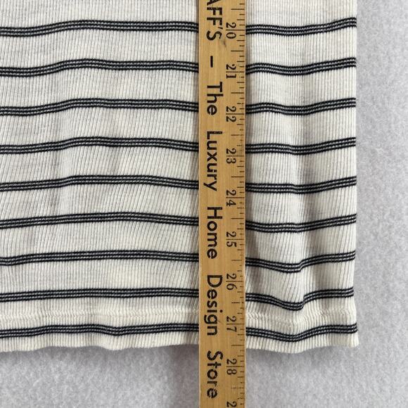 VINCE Tank Top Womens S Striped Ribbed Knit Cotton Blend Scoop Neck White - Picture 11 of 12